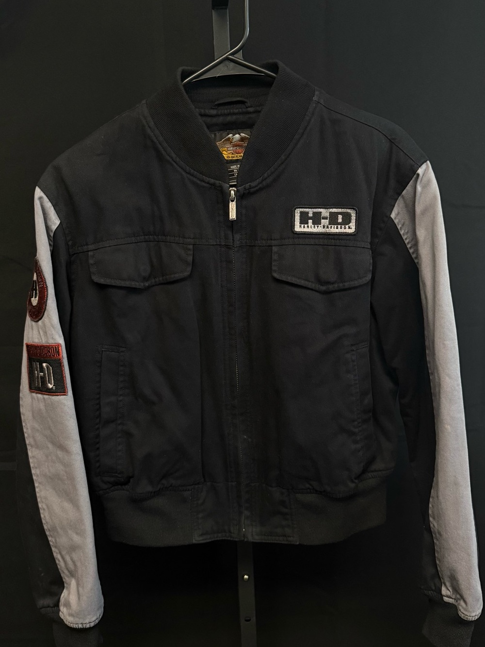 Harley-Davidson Women’s Black Jacket with Light Gray Sleeves